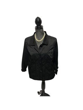 CJ Banks Jacket Womens Size X 14W Black Button Up Blazer Office Evening Travel
